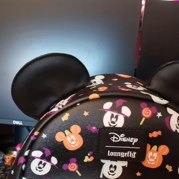Loungefly Disney Halloween Mickey Backpack - Black, Orange, White - Picture 3 of 8